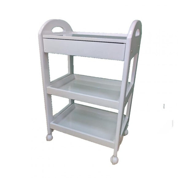 Pure White Beauty Spa TROLLEY WITH 3 SHELVES with TOP DRAWER